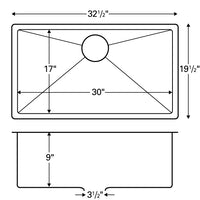 33" Seamless Undermount Large Single Bowl Stainless Steel Kitchen Sink Karran E-540